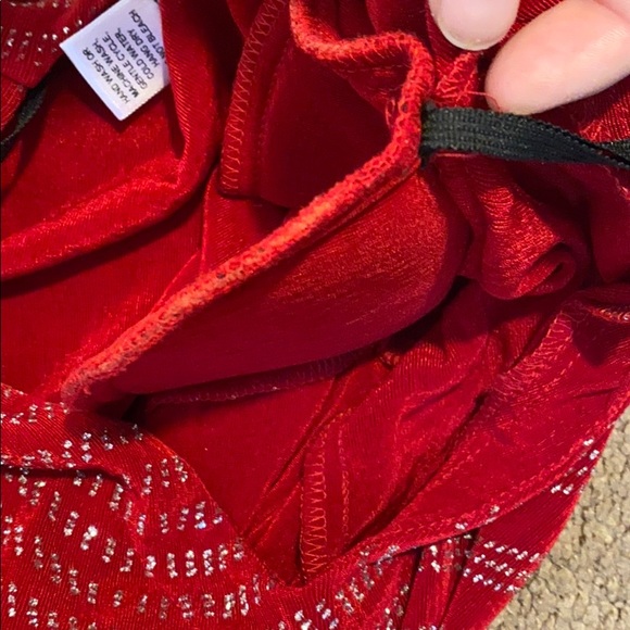 RED SILVER BEADED STRETCHY DRESSY BLOUSE - Picture 5 of 7